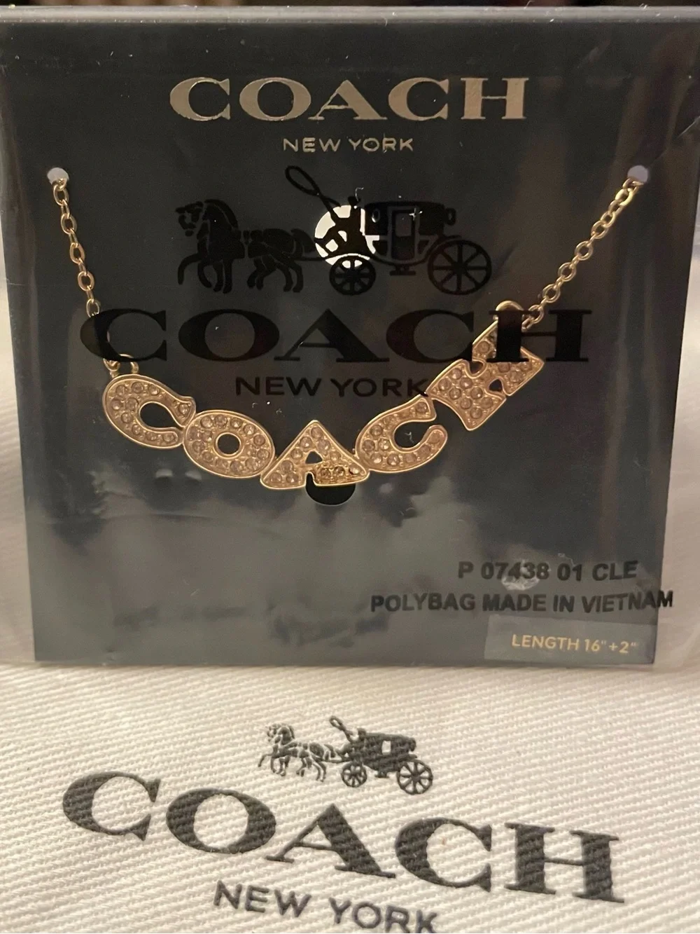 Coach Gold-Tone Crystal Logo Necklace